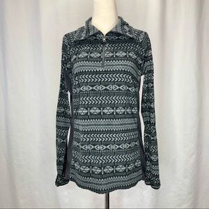 Columbia 1/4 zip lightweight fleece black grey geometric size M
